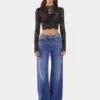 Baggy jeans i mörk tvättad denim