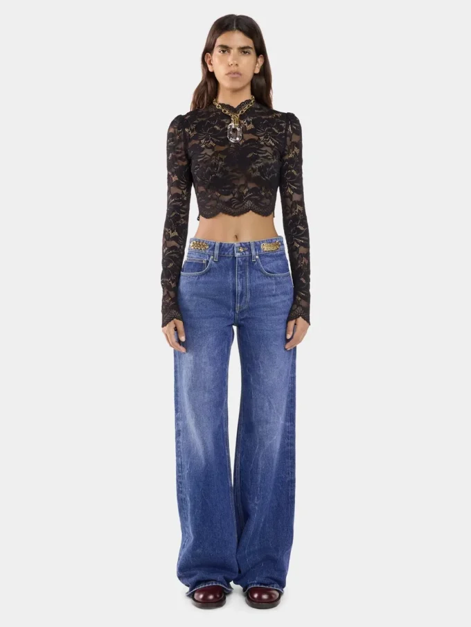 Baggy jeans i mörk tvättad denim