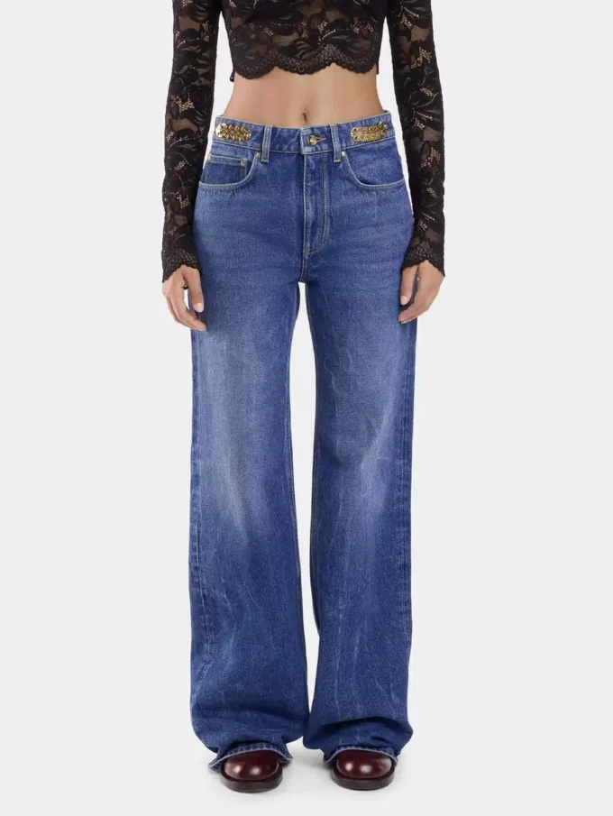 Baggy jeans i mörk tvättad denim