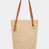 Beige raffia-tygväska med logotyp