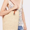 Beige raffia-tygväska med logotyp