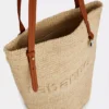 Beige raffia-tygväska med logotyp