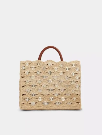 Beige tygväska i raffia