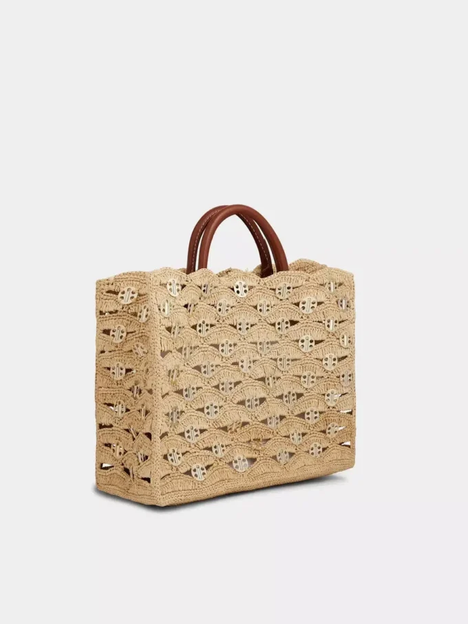 Beige tygväska i raffia