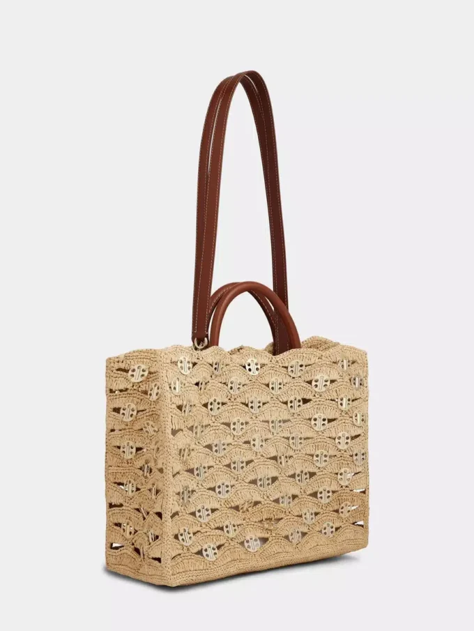Beige tygväska i raffia