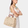 Beige tygväska i raffia