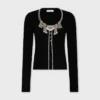 Broderad stickad kofta