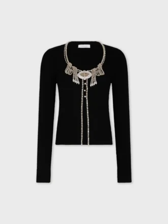 Broderad stickad kofta