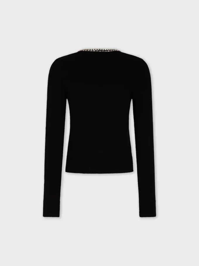 Broderad stickad kofta