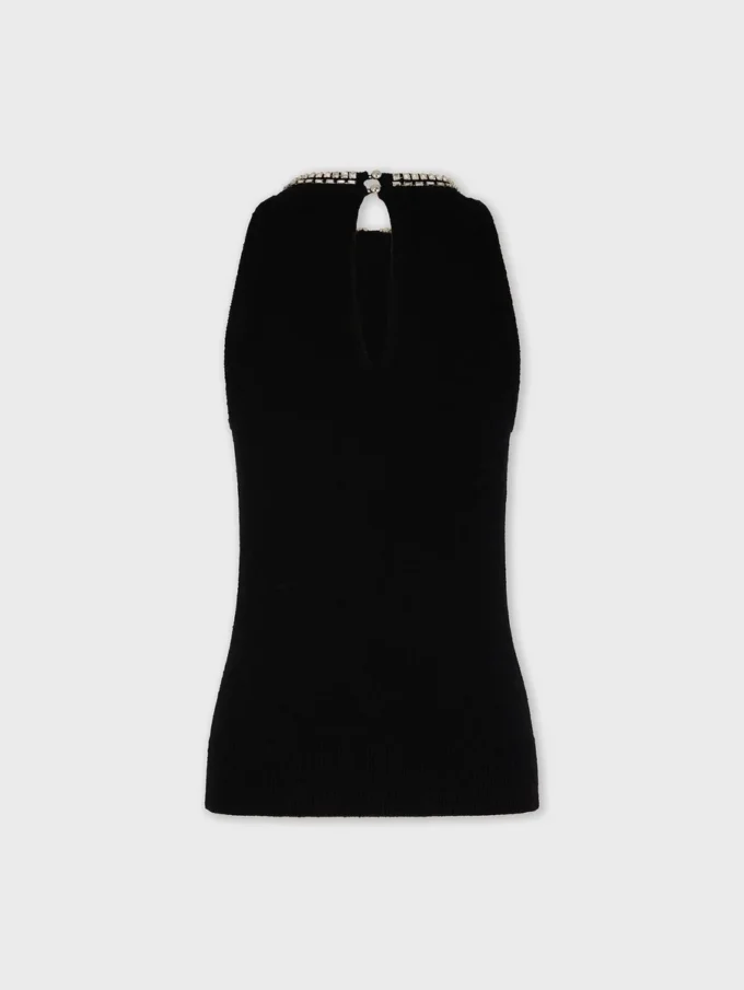 Broderad stickad topp