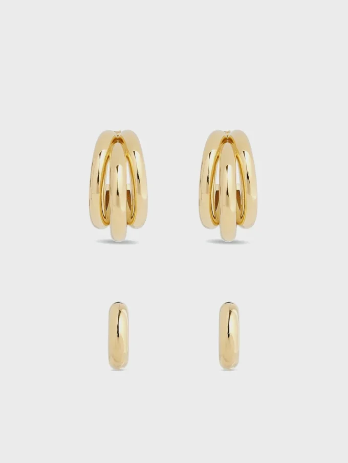 Duo av ringörhängen och punkiga örhängen