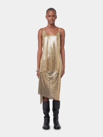 Guldfärgad tank top i mesh