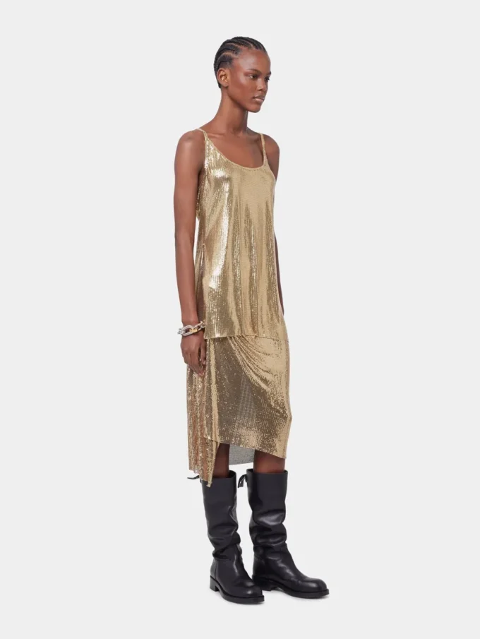 Guldfärgad tank top i mesh