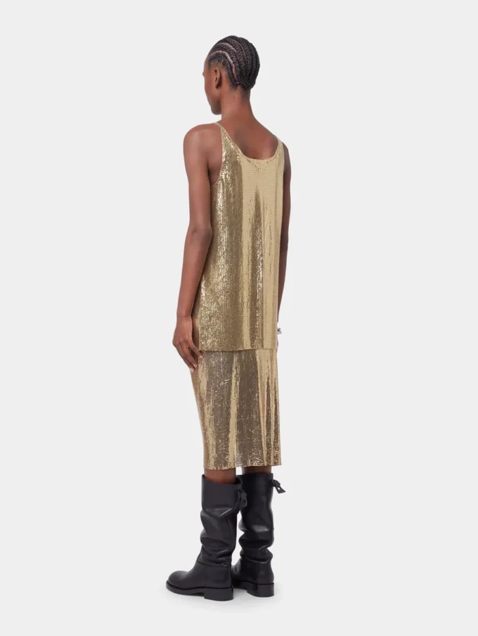 Guldfärgad tank top i mesh
