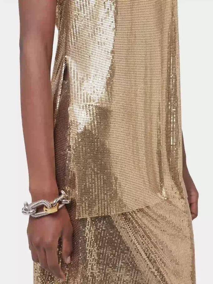 Guldfärgad tank top i mesh