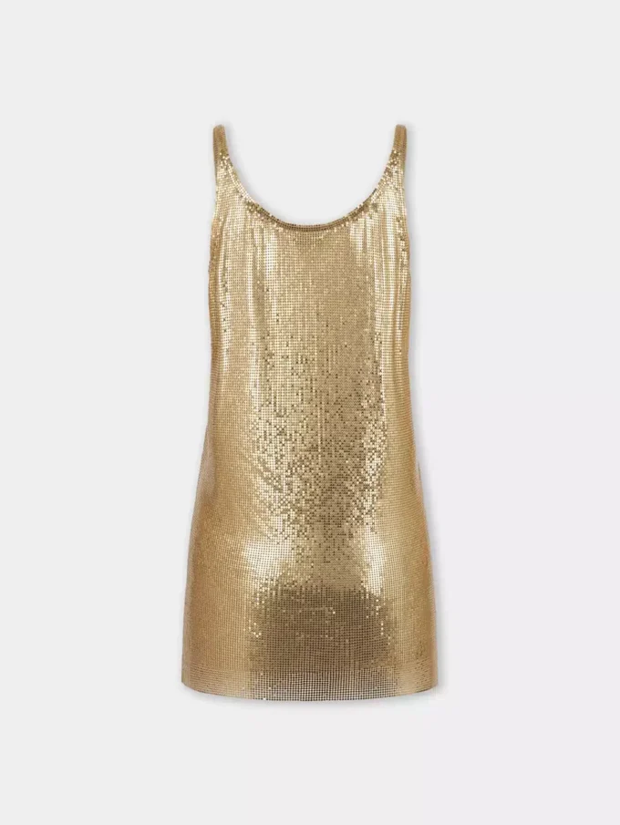 Guldfärgad tank top i mesh