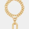 Guldfärgat dubbel XL Link-halsband med hänge