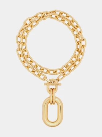 Guldfärgat dubbel XL Link-halsband med hänge