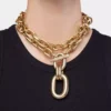 Guldfärgat dubbel XL Link-halsband med hänge