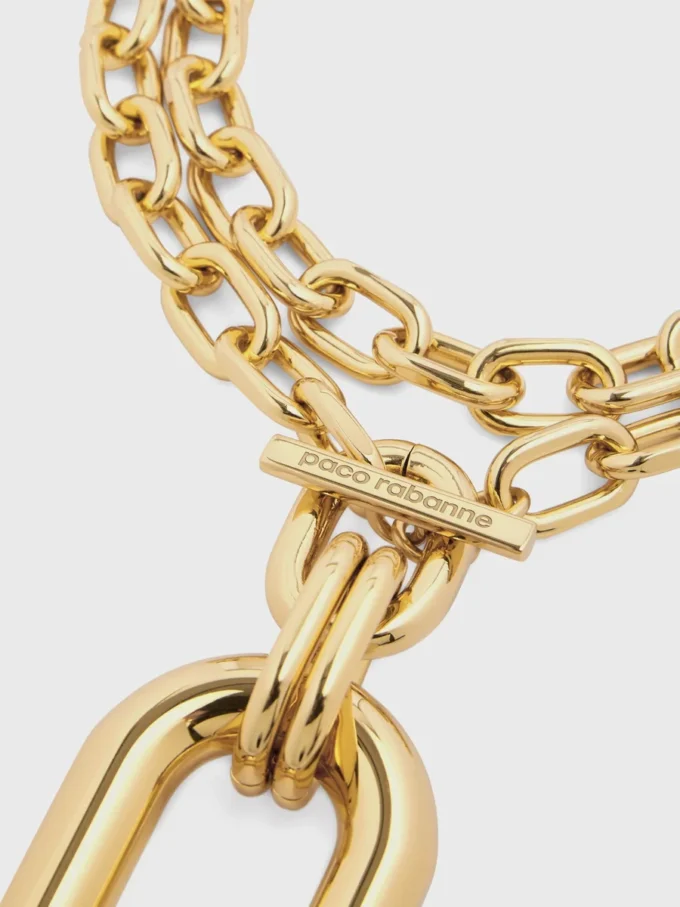 Guldfärgat dubbel XL Link-halsband med hänge