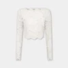Ivory kort topp i spets