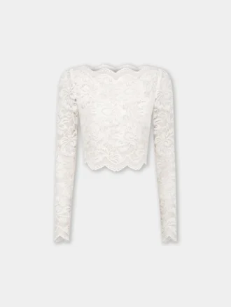 Ivory kort topp i spets