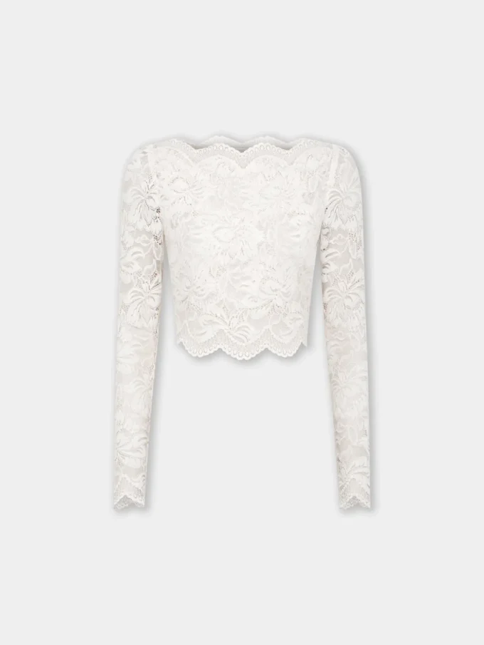 Ivory kort topp i spets