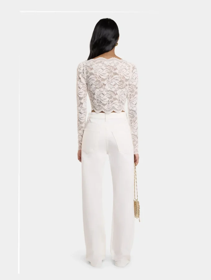 Ivory kort topp i spets