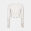 Ivory kort topp i spets