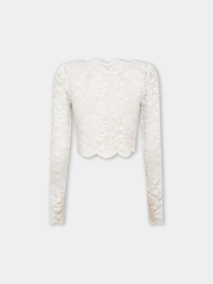 Ivory kort topp i spets