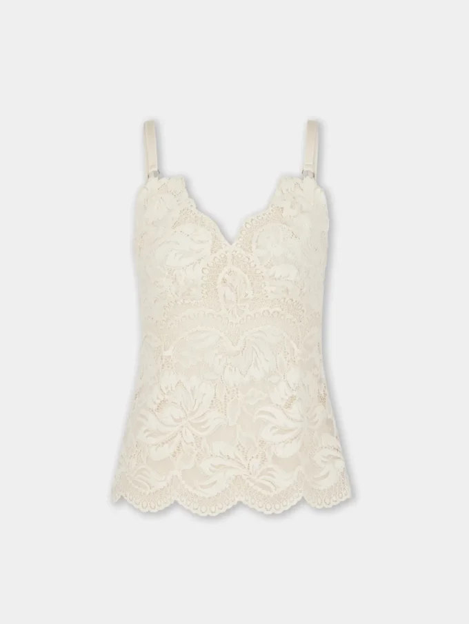 Ivory tank top i spets
