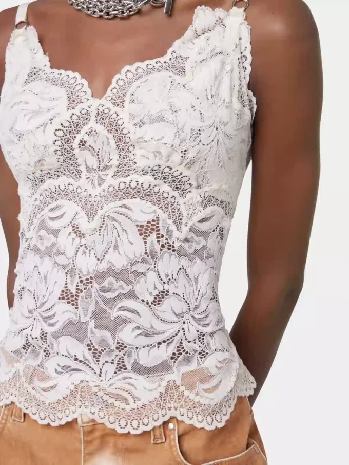 Ivory tank top i spets