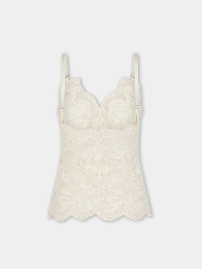 Ivory tank top i spets