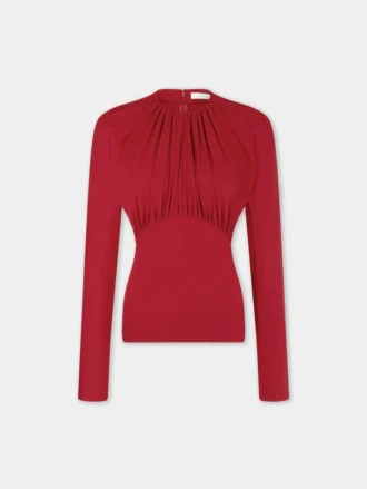 Jerseyblus med rynkade detaljer