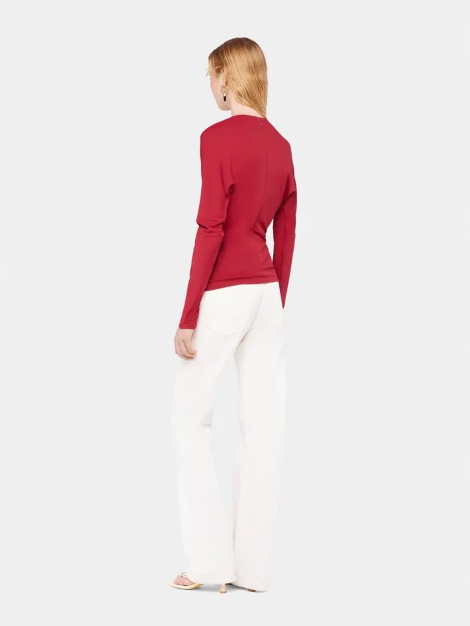 Jerseyblus med rynkade detaljer