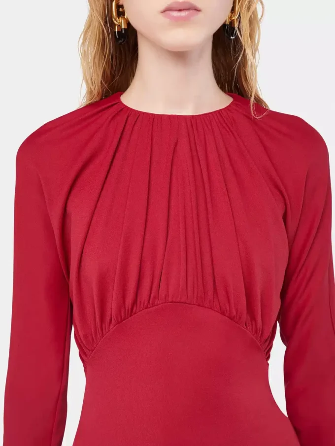 Jerseyblus med rynkade detaljer