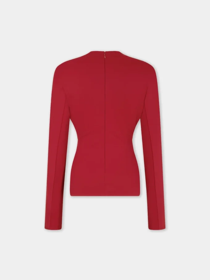 Jerseyblus med rynkade detaljer