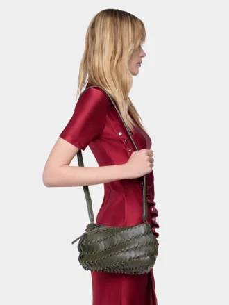 Khakifärgad Paco-crossbody-väska i läder