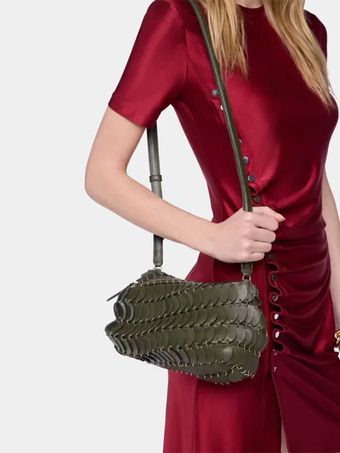 Khakifärgad Paco-crossbody-väska i läder