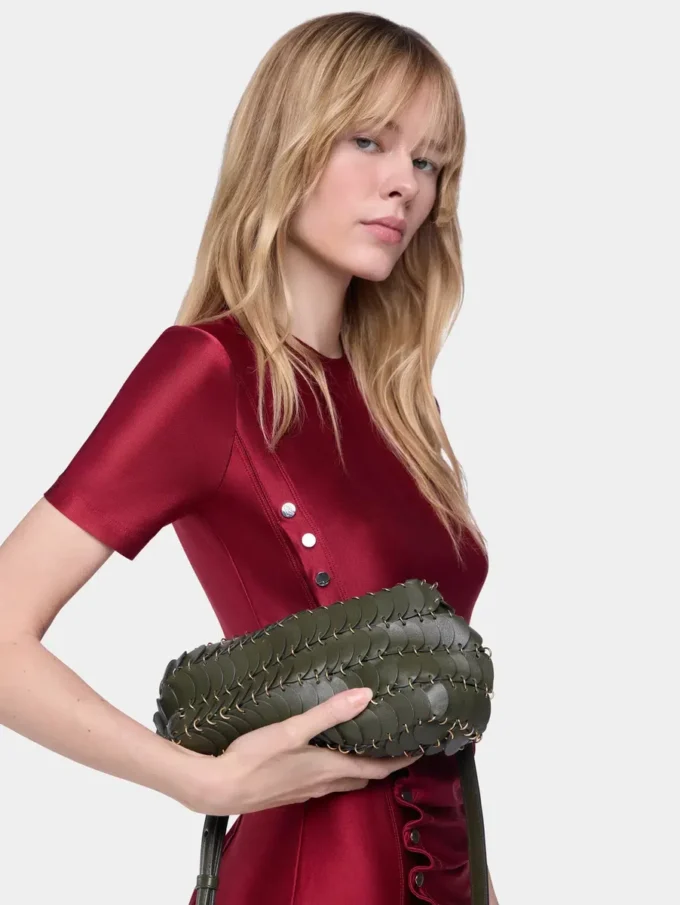Khakifärgad Paco-crossbody-väska i läder