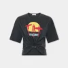 Kort t-shirt i tryckt bomull