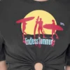 Kort t-shirt i tryckt bomull