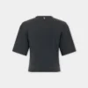 Kort t-shirt i tryckt bomull