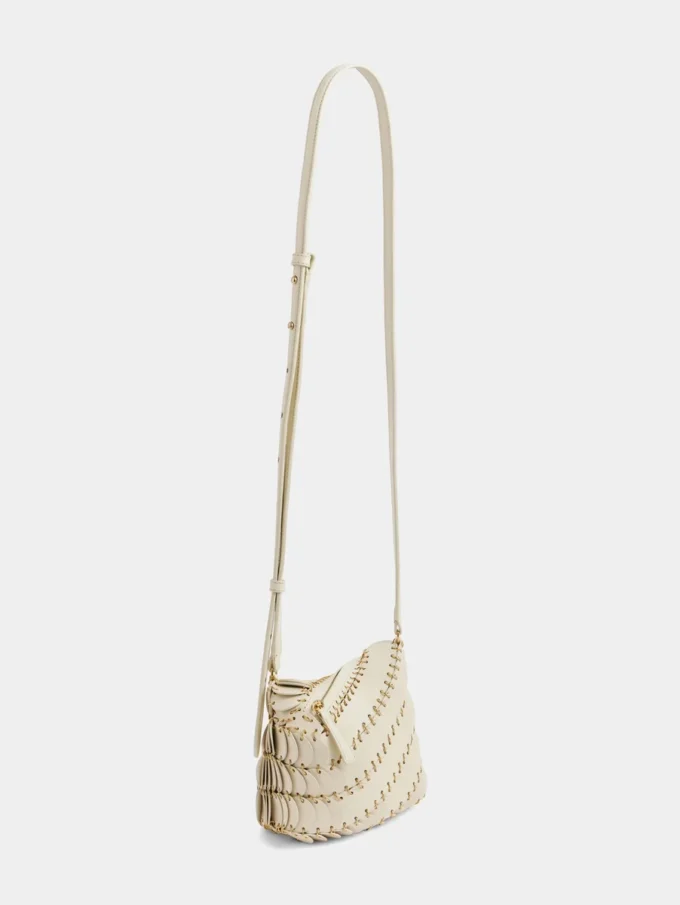 Krämfärgad paco crossbody-läderväska