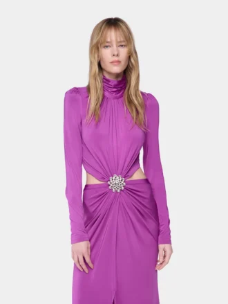 Lång klänning i jersey i fuchsia