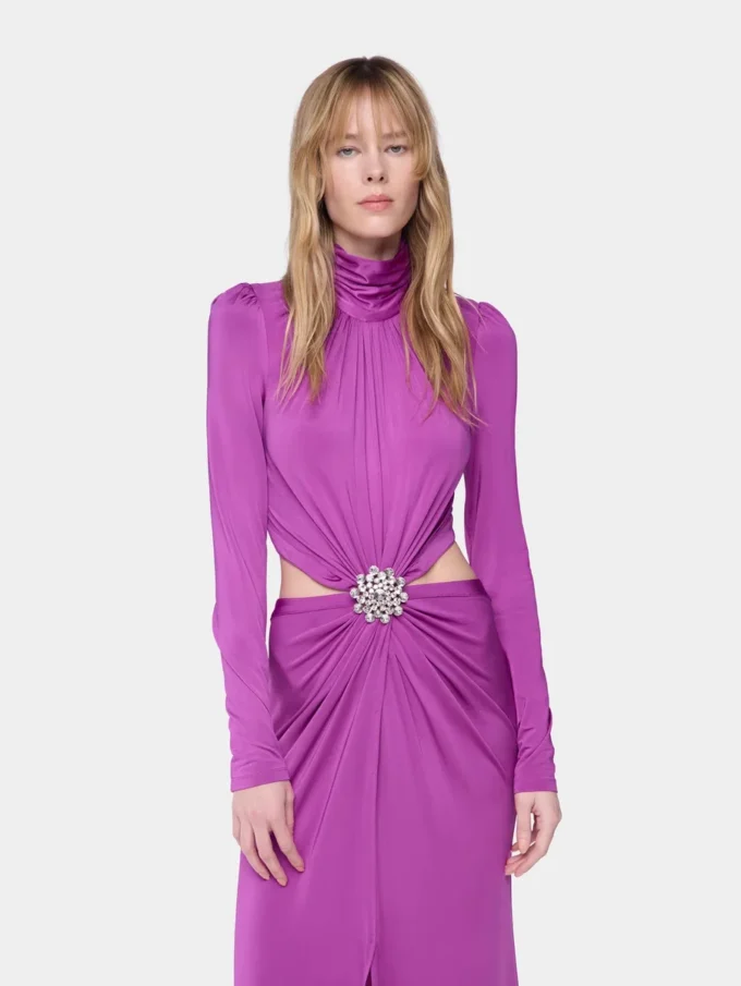 Lång klänning i jersey i fuchsia