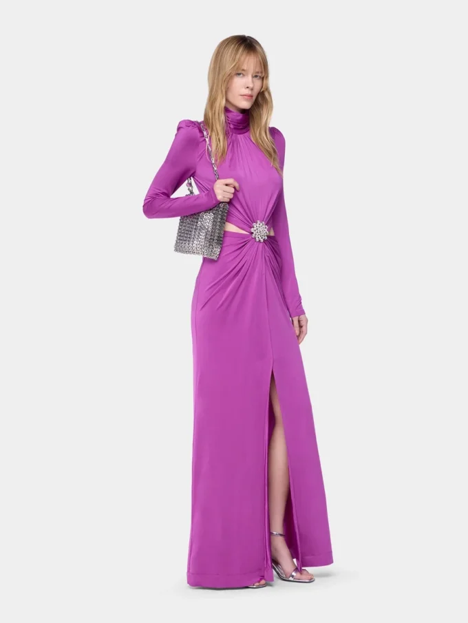 Lång klänning i jersey i fuchsia
