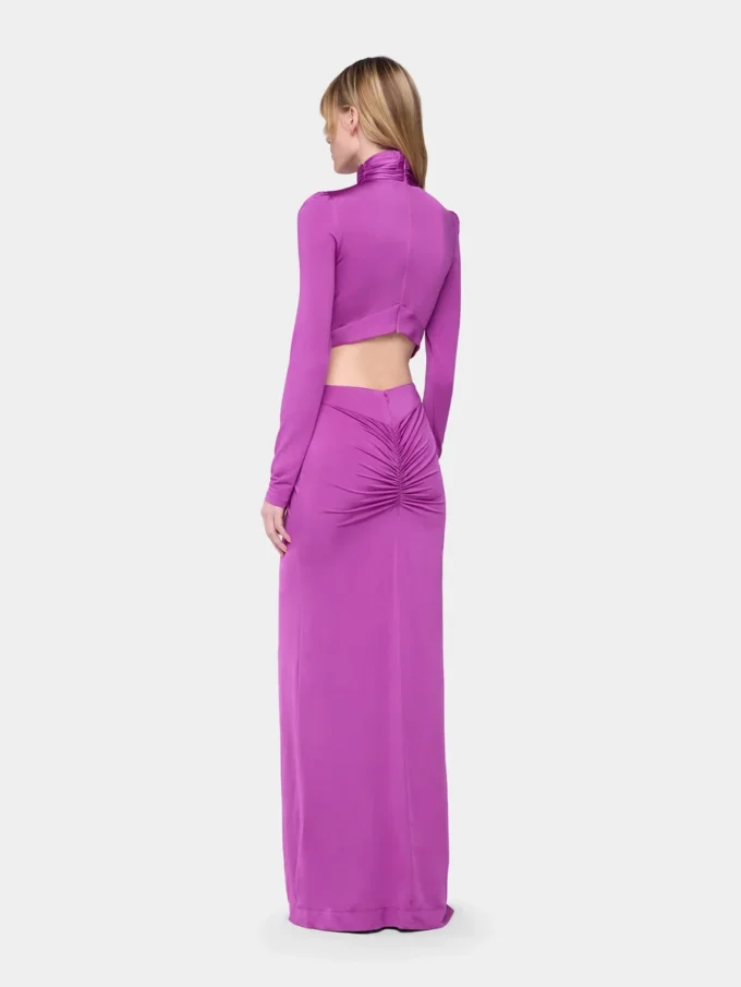 Lång klänning i jersey i fuchsia