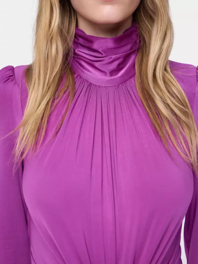 Lång klänning i jersey i fuchsia