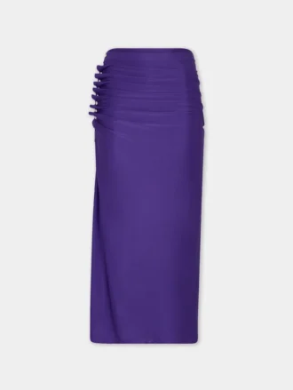 Midi-lång draperad jerseykjol